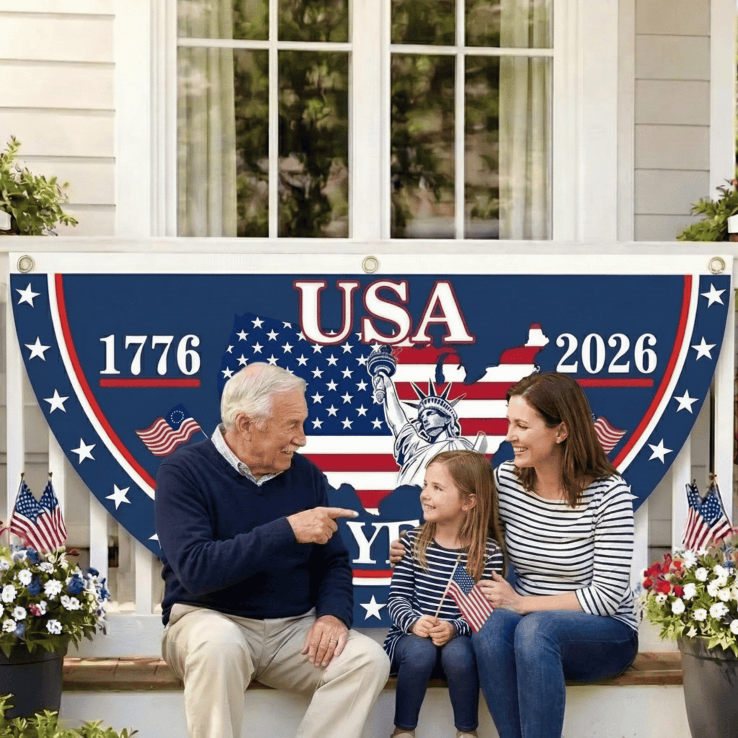 ⏰Last day Promotion🏆🗽USA 250th Anniversary Flag Half Round Banner🦅