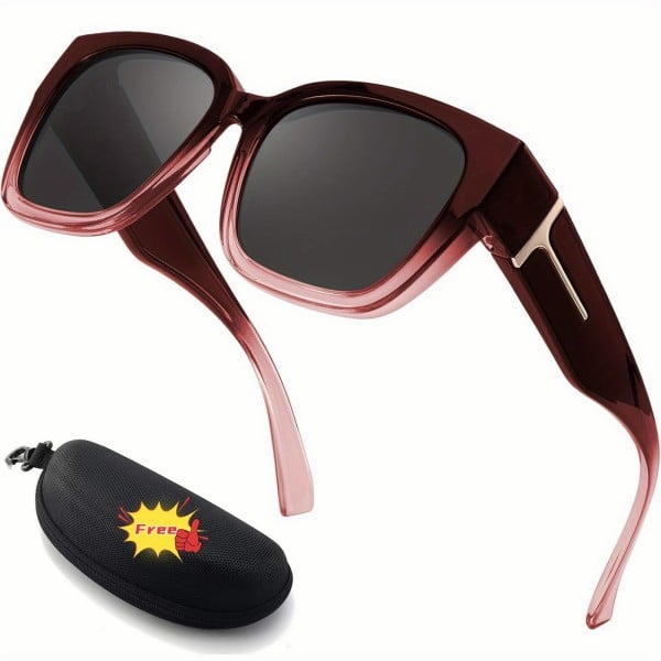 🕶️ Polarized Sunglasses for Women – UV400 Protection, Floral Frame, Fit Over Prescription Glasses