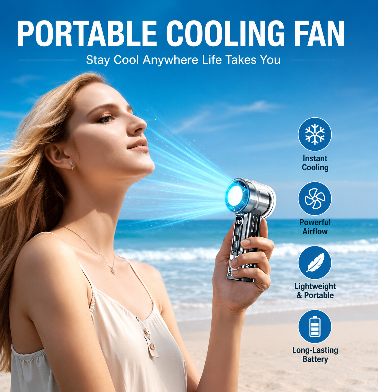 💥 50% OFF FLASH SALE! Bladeless Portable Cooling Fan – 100+ Speeds, Digital Display ❄️🌀 【Limited Time】