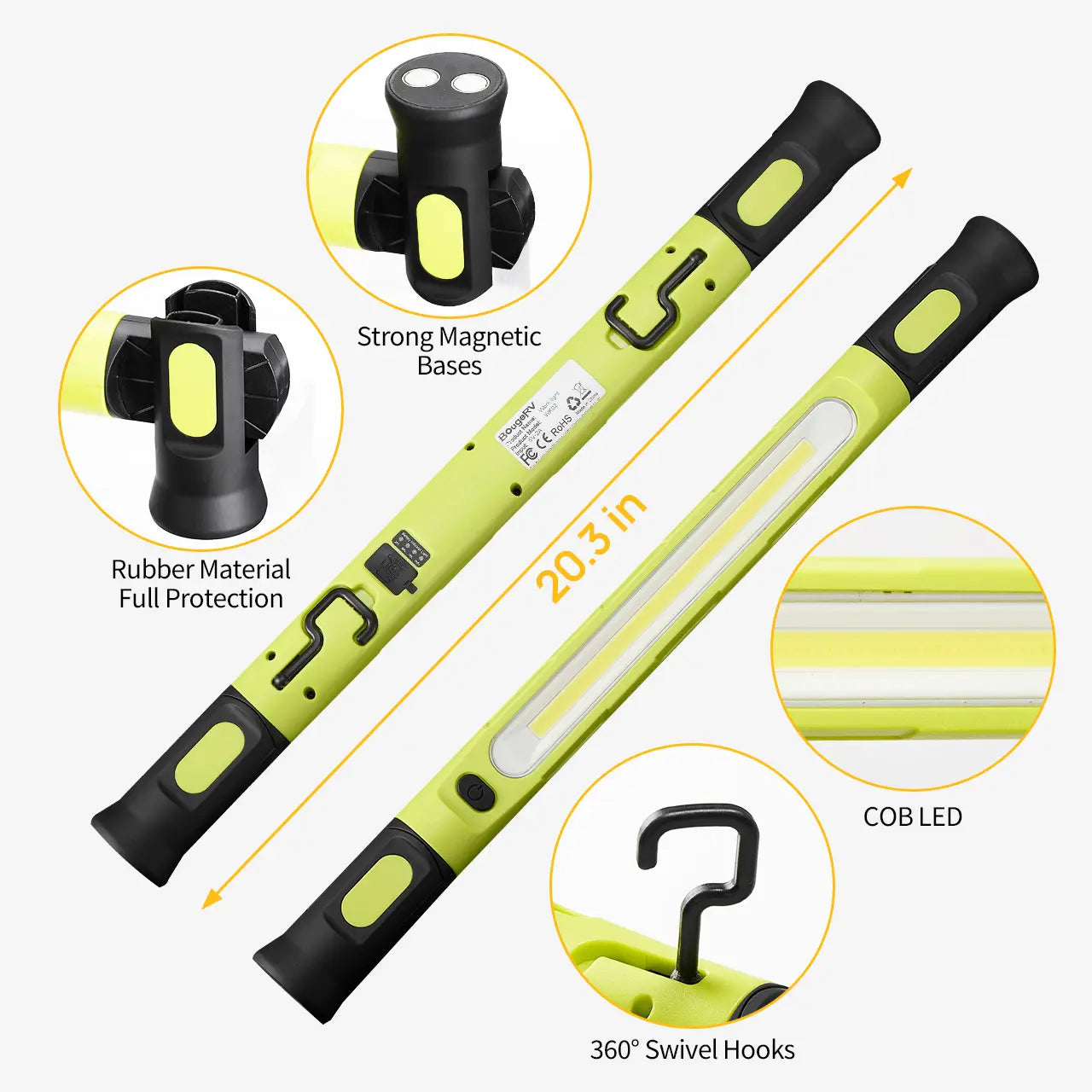 【FathersDayGift】🛠️ 3000LM Cordless Under Hood Work Light Bar for Car Repair & Garage Use