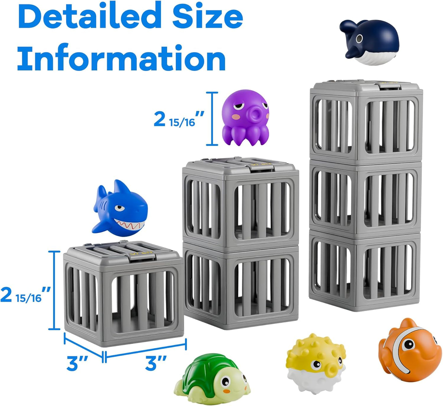 Kids Pool Diving Toys Play Set with Fish Box Floating Animals