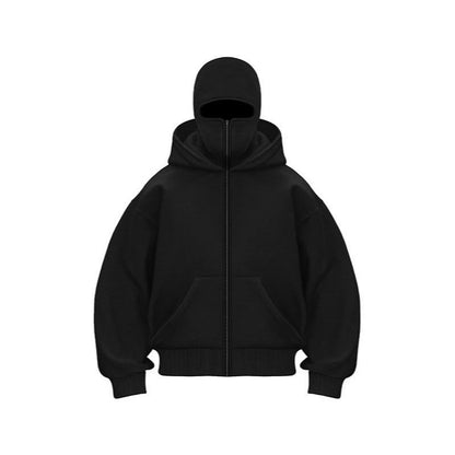 ❄️Men's Balaclava Zip-Up Hoodie – Full-Zip Streetwear Sweatshirt
