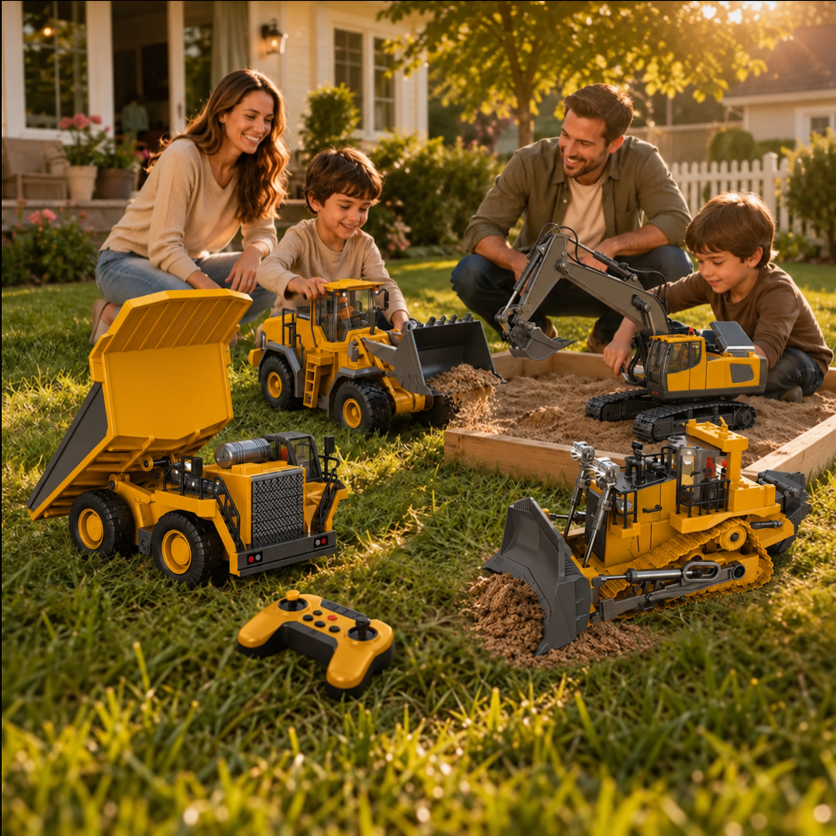 🚜Last Day 50 OFF👷4-Vehicle RC Construction Set🚜 Built For Little Builders