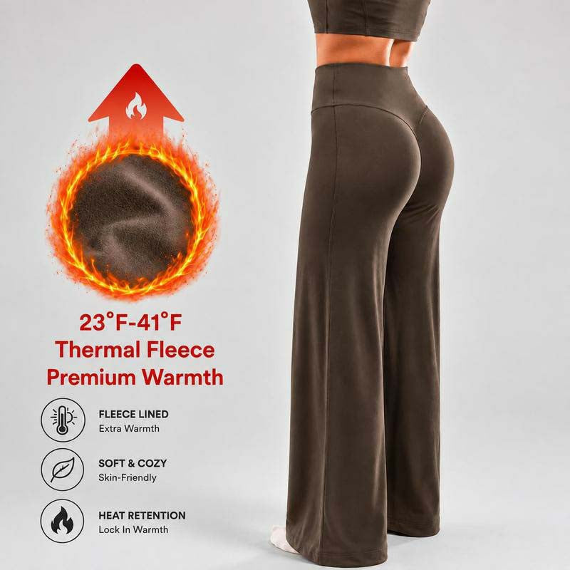 Women's Fleece-Lined Wide-Leg Pants – High-Waisted Fit