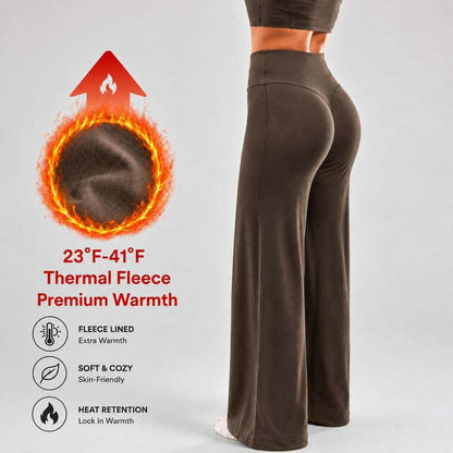 Women's Fleece-Lined Wide-Leg Pants – High-Waisted Fit