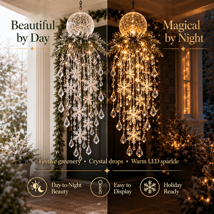 ✨ Crystal Cascade Christmas Lights – Hanging Snowflake & Crystal LED Décor ❄️