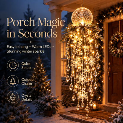 ✨ Crystal Cascade Christmas Lights – Hanging Snowflake & Crystal LED Décor ❄️