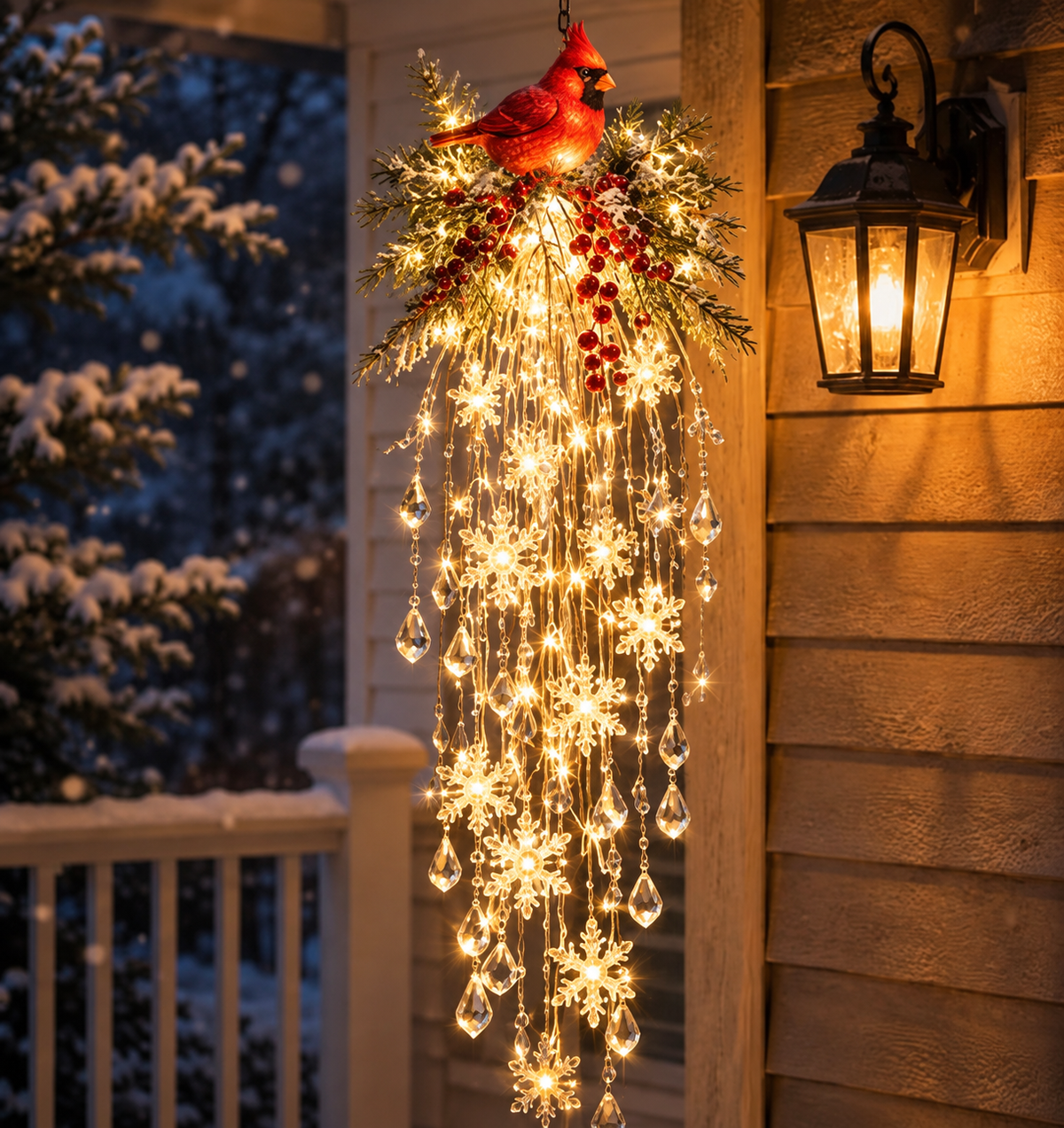 ✨ Crystal Cascade Christmas Lights – Hanging Snowflake & Crystal LED Décor ❄️