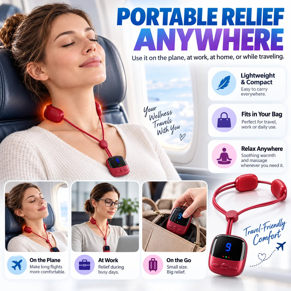 💆‍♀️Mini Wearable Pulse Massager with Heat – 4 Modes & 9 Intensity Levels