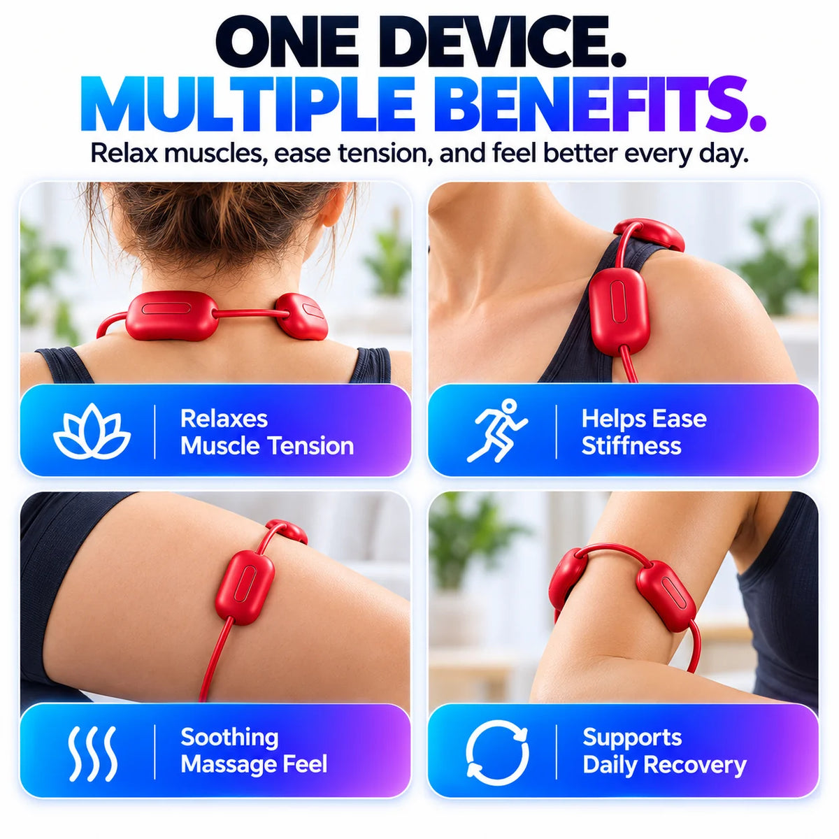 💆‍♀️Mini Wearable Pulse Massager with Heat – 4 Modes & 9 Intensity Levels