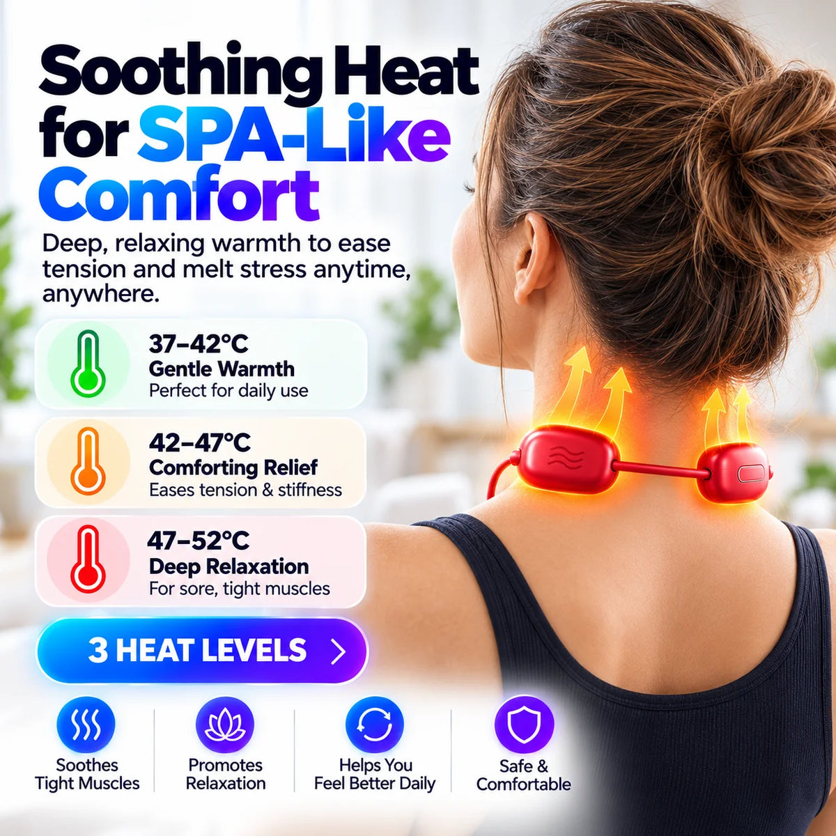 💆‍♀️Mini Wearable Pulse Massager with Heat – 4 Modes & 9 Intensity Levels