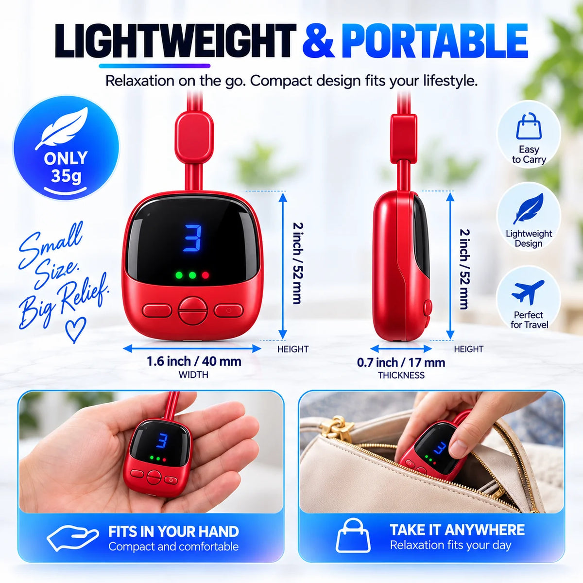 💆‍♀️Mini Wearable Pulse Massager with Heat – 4 Modes & 9 Intensity Levels