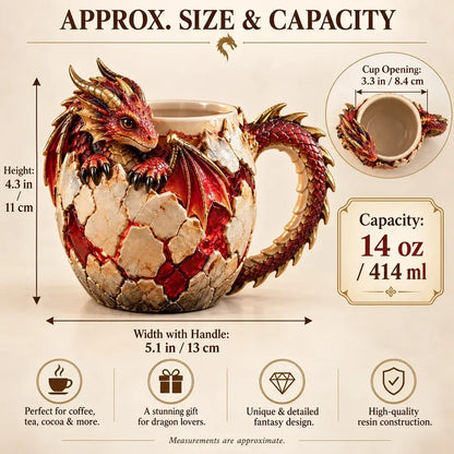 🐉 3D Sculpted Dragon Mug – Fantasy Dragon Cup with Tail Handle | 6 Unique Designs