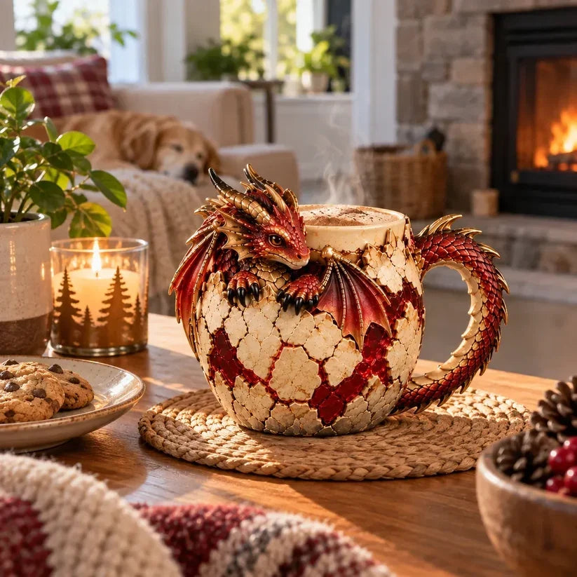 🐉 3D Sculpted Dragon Mug – Fantasy Dragon Cup with Tail Handle | 6 Unique Designs