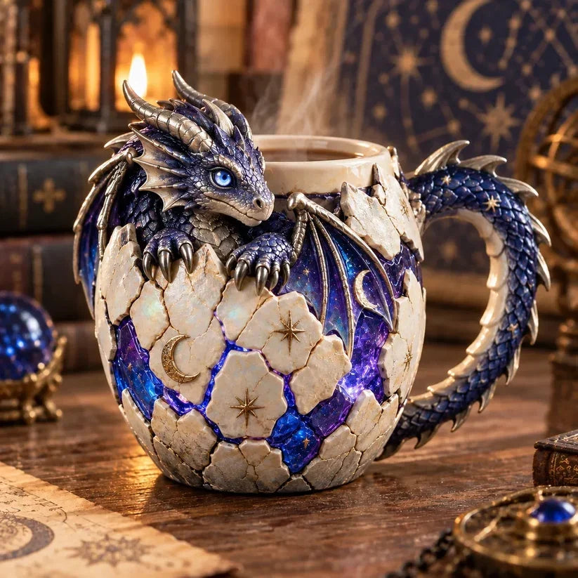🐉 3D Sculpted Dragon Mug – Fantasy Dragon Cup with Tail Handle | 6 Unique Designs