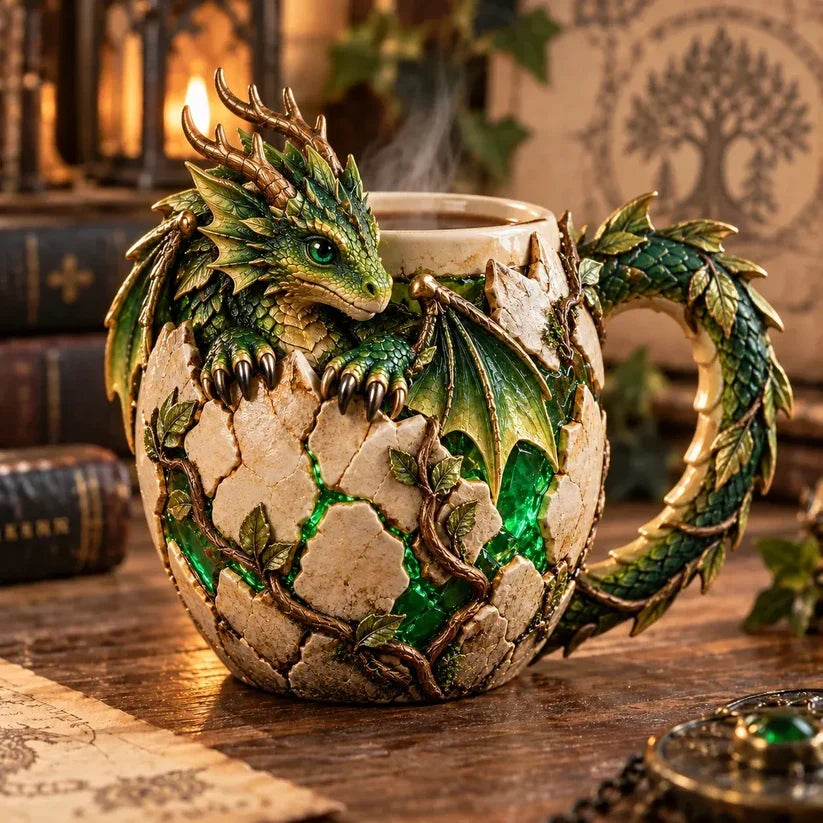 🐉 3D Sculpted Dragon Mug – Fantasy Dragon Cup with Tail Handle | 6 Unique Designs