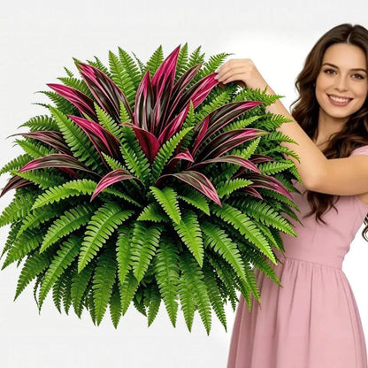 💥Summer Special🔥 UV-Resistant Artificial Fern & Red Dracaena Decorative Plants – Full, Lush & Fade-Resistant!