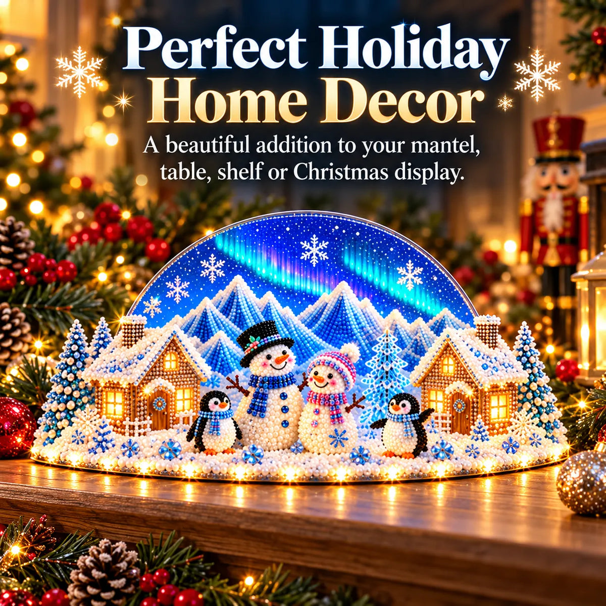 ❄️ DIY Winter Village Diamond Art Kit – Sparkling Christmas Craft with Optional LED Lights