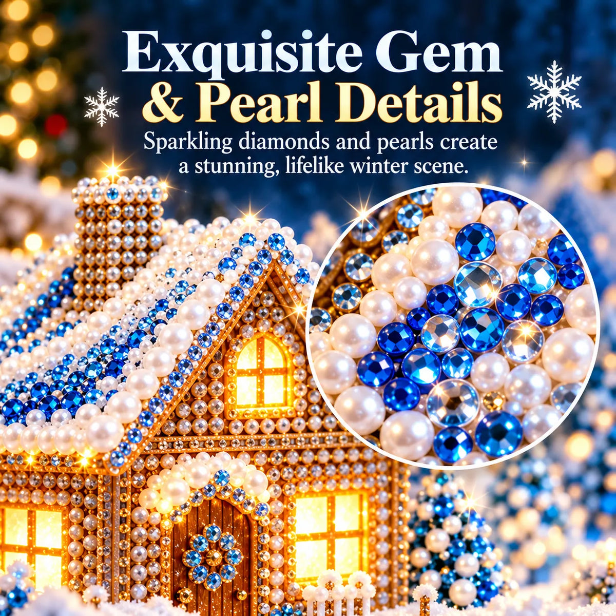 ❄️ DIY Winter Village Diamond Art Kit – Sparkling Christmas Craft with Optional LED Lights