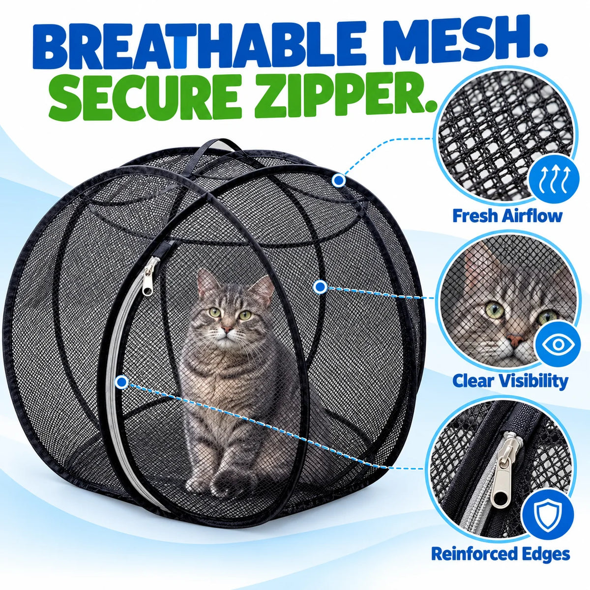 ⏳ Last Day 50% OFF – 🐱 Pop Up Cat Playpen | 32-Inch Breathable Mesh Enclosure for Indoor & Outdoor Use 🌿