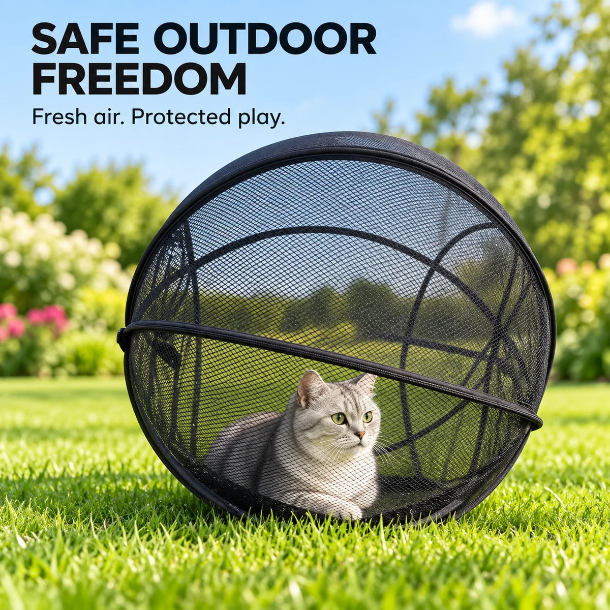 ⏳ Last Day 50% OFF – 🐱 Pop Up Cat Playpen | 32-Inch Breathable Mesh Enclosure for Indoor & Outdoor Use 🌿
