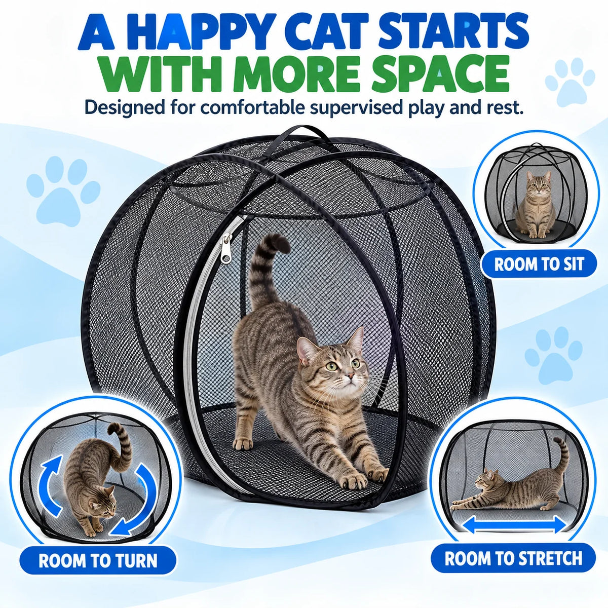 ⏳ Last Day 50% OFF – 🐱 Pop Up Cat Playpen | 32-Inch Breathable Mesh Enclosure for Indoor & Outdoor Use 🌿