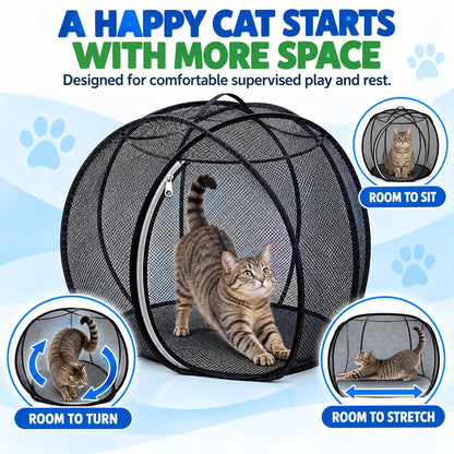 ⏳ Last Day 50% OFF – 🐱 Pop Up Cat Playpen | 32-Inch Breathable Mesh Enclosure for Indoor & Outdoor Use 🌿