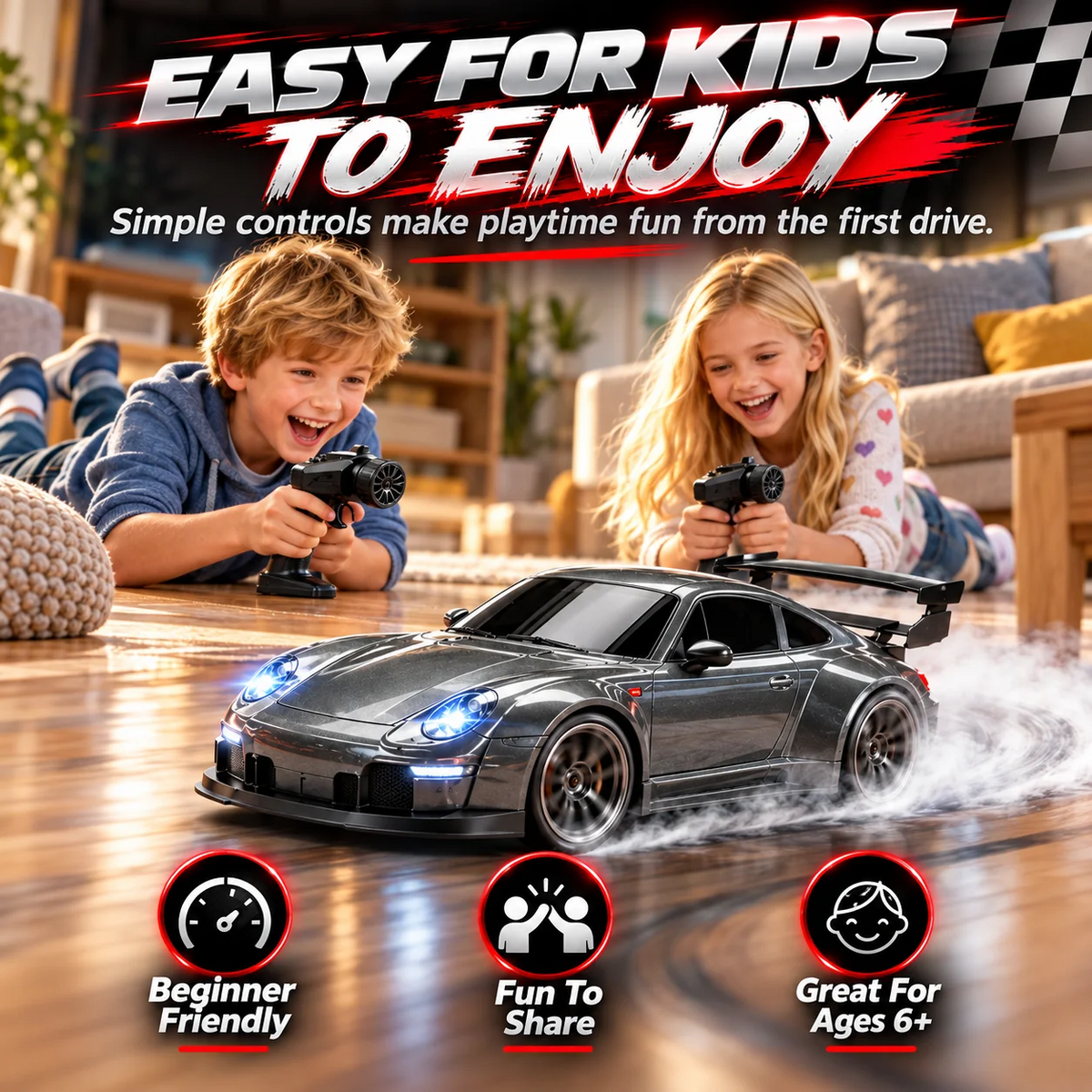 🚗 1:24 RC Drift Racing Car – 2.4GHz Remote Control, 4WD & LED Headlights
