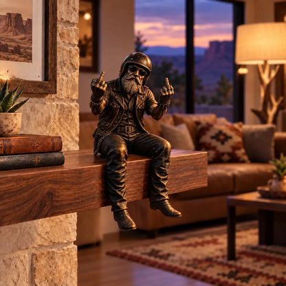 🏍️ Old Biker Soul Shelf Sitter – Rustic Motorcycle Rider Figurines & Biker Gifts 🎁