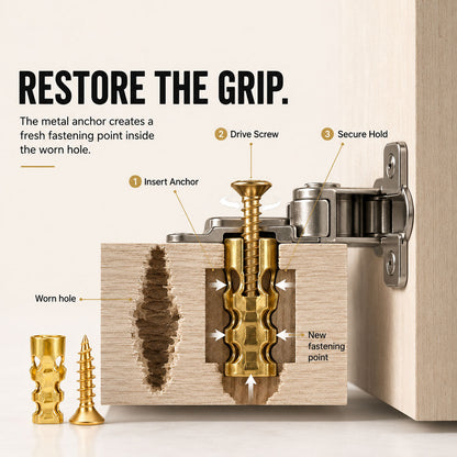 🔩 Door Hinge Thread Repair Kit – Fix Stripped Screw Holes & Loose Cabinet Hinges