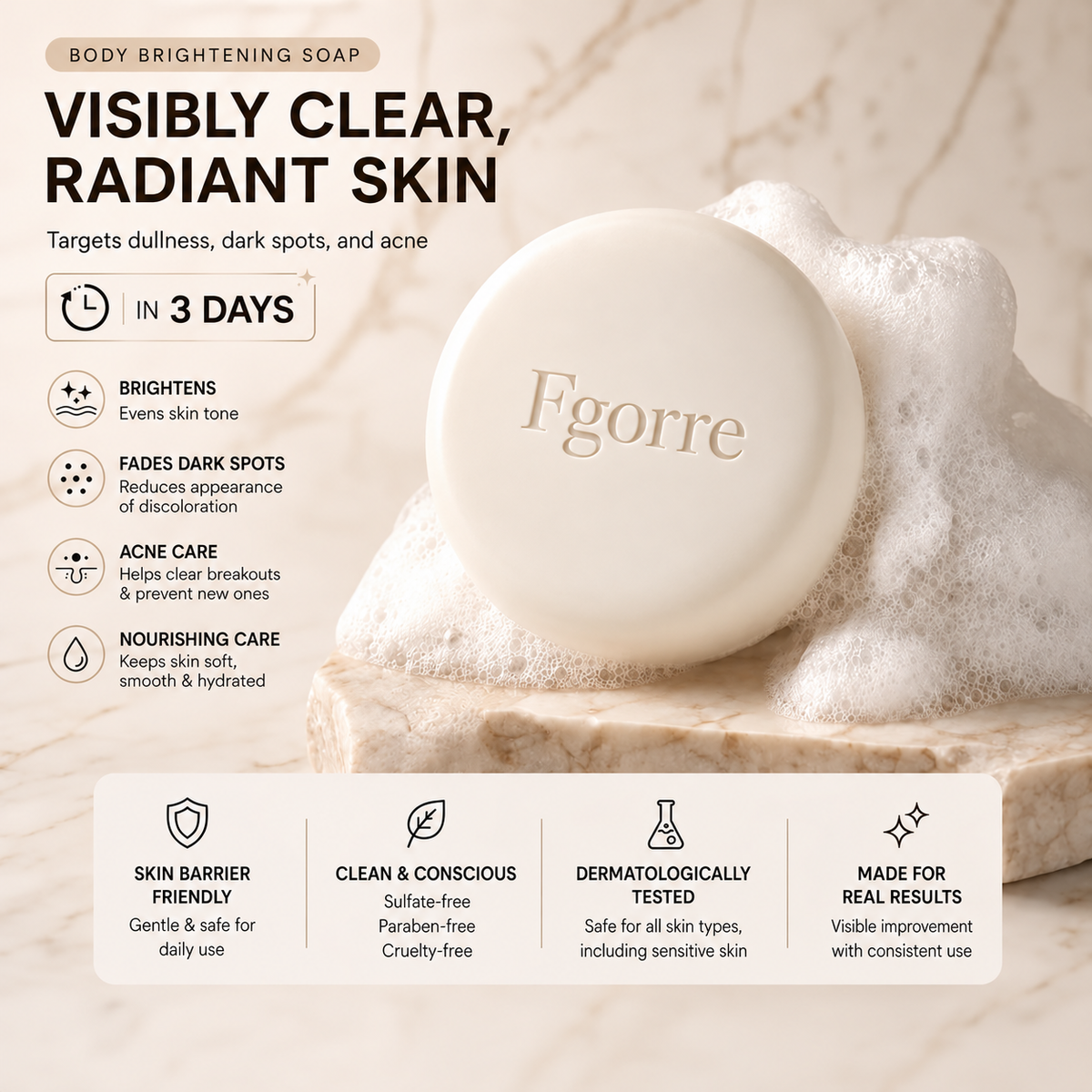 🌿 Niacinamide Skin Soap – Brightens, Fades Spots & Freckles