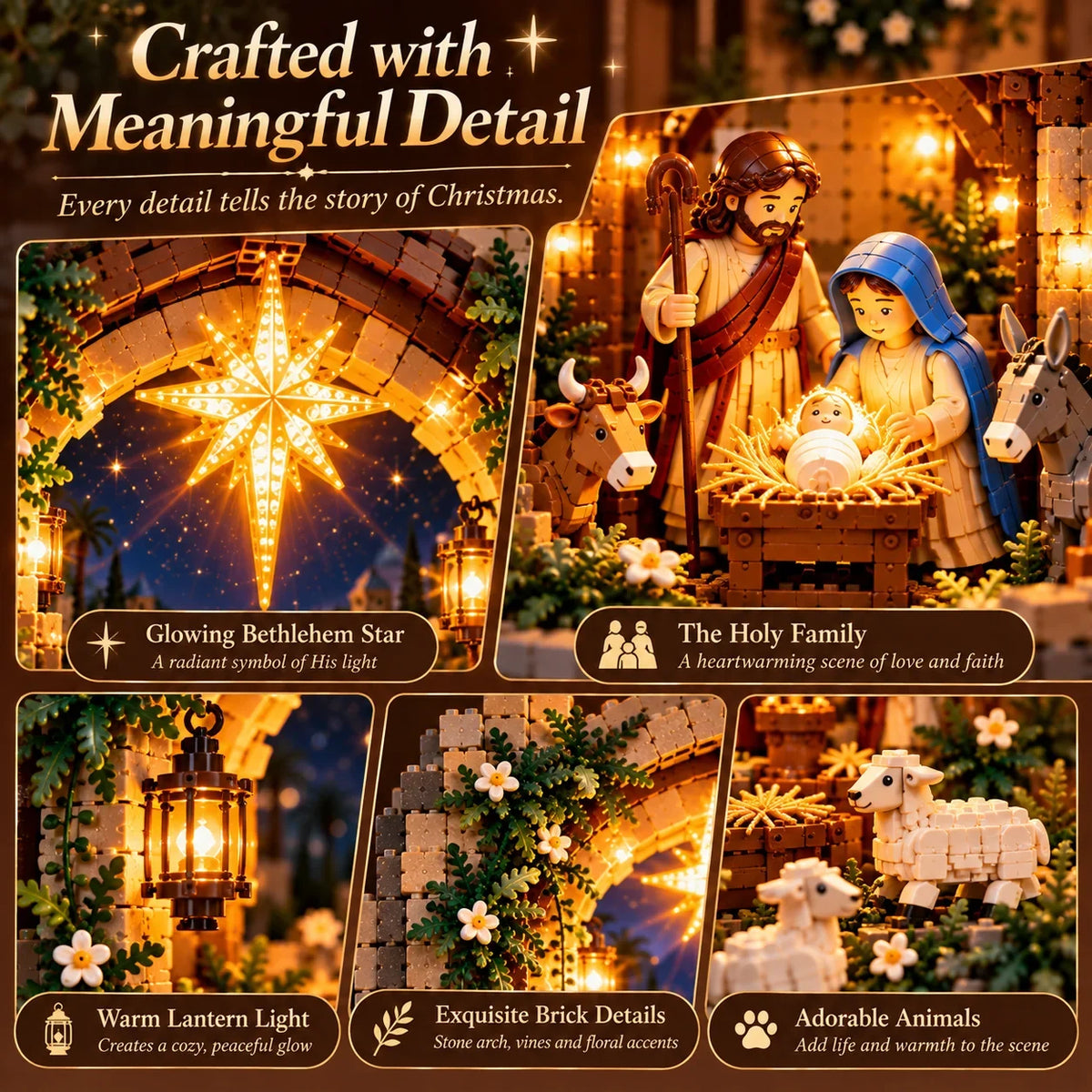 ✨ Lighted Bethlehem Nativity Book Nook – Christmas Building Block Display Of Faith