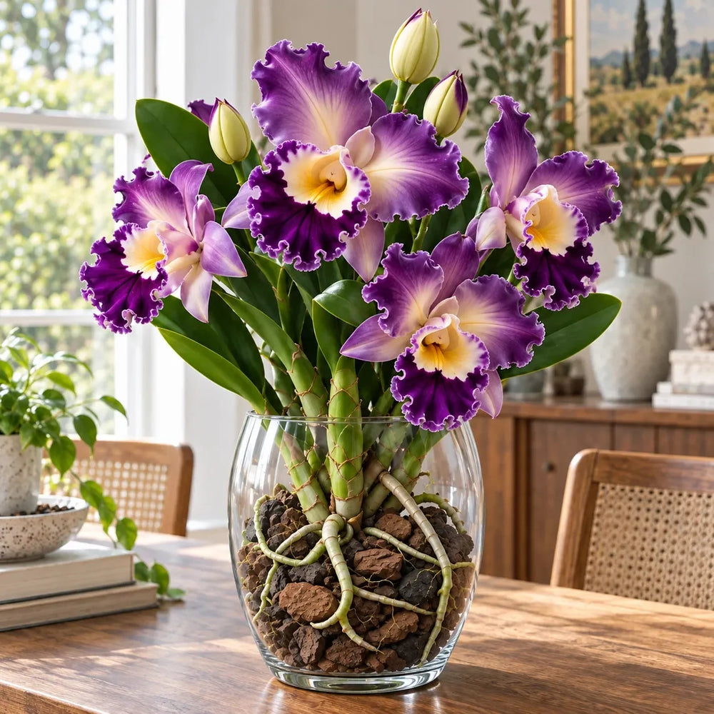 Purple ruffled Cattleya orchid mature bloom inspiration
