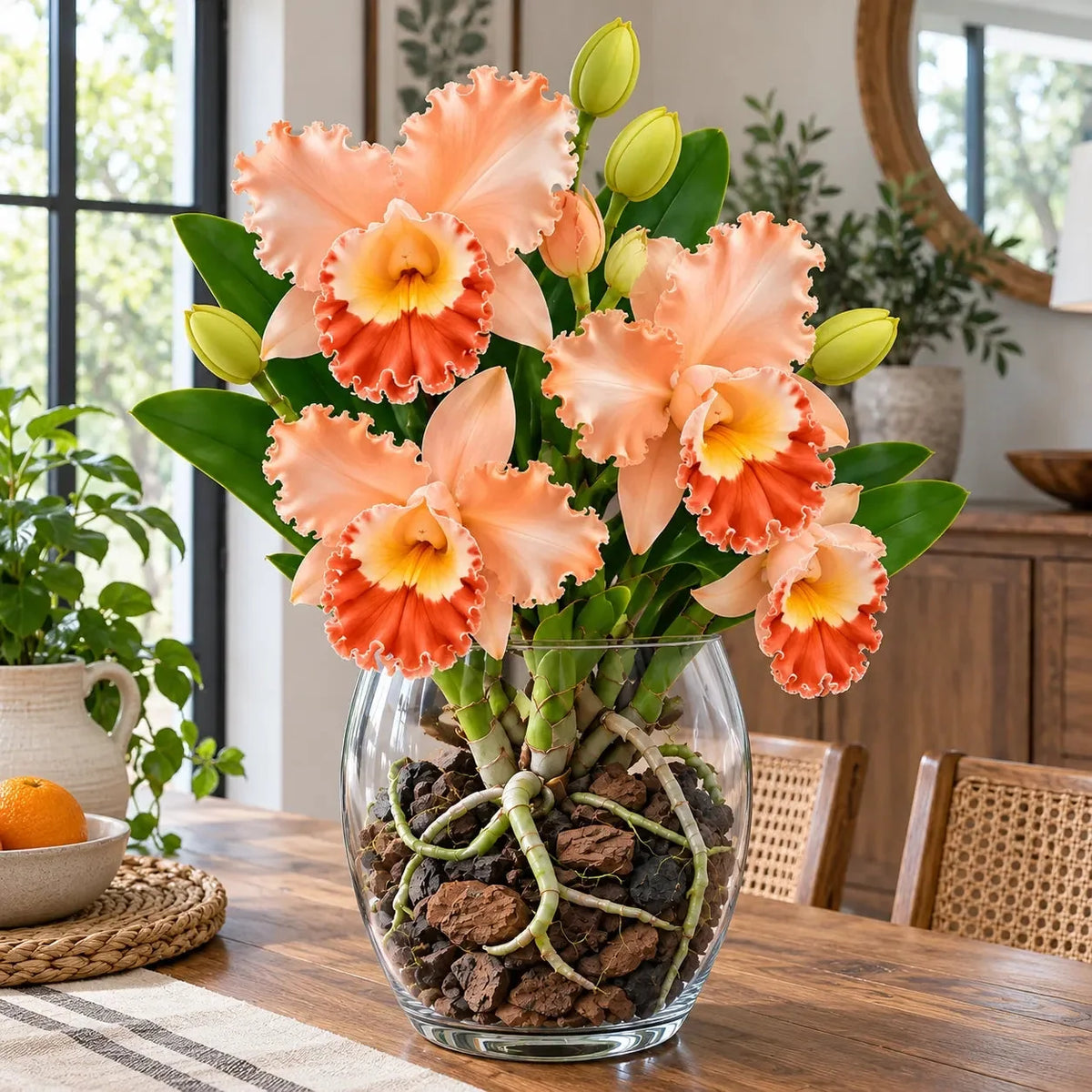 🌸 Rare Ruffled Cattleya Orchid – Rooted Pseudobulbs for Growing Exotic Blooms