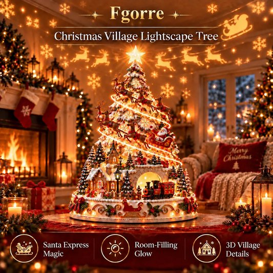 🎄Christmas Village Projection Centerpiece – 4 Themed Villages