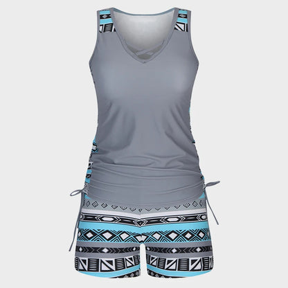⏰LAST DAY 50% OFF -Women's Tummy Control Tankini Set with Built-In Bra – Flattering Boho Swimwear with Shorts