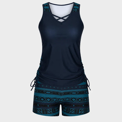 ⏰LAST DAY 50% OFF -Women's Tummy Control Tankini Set with Built-In Bra – Flattering Boho Swimwear with Shorts