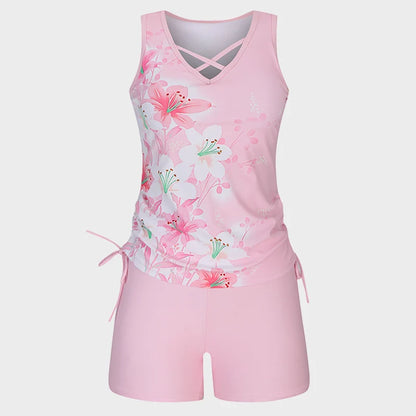 ⏰LAST DAY 50% OFF -Women's Tummy Control Tankini Set with Built-In Bra – Flattering Boho Swimwear with Shorts