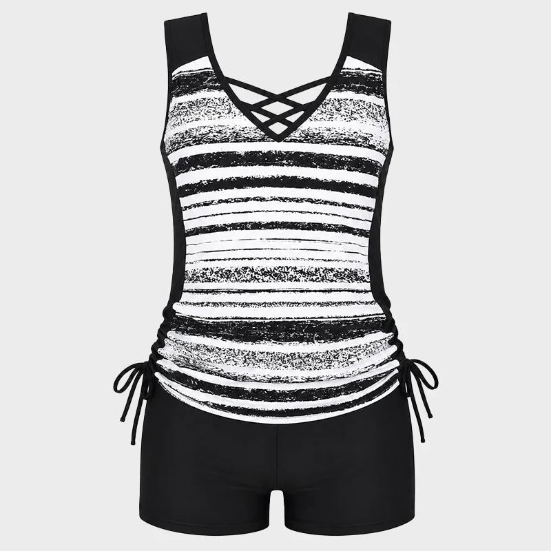 ⏰LAST DAY 50% OFF -Women's Tummy Control Tankini Set with Built-In Bra – Flattering Boho Swimwear with Shorts