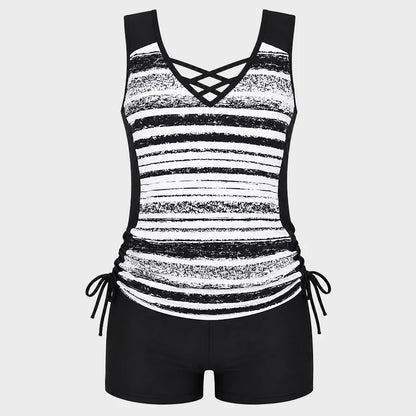 ⏰LAST DAY 50% OFF -Women's Tummy Control Tankini Set with Built-In Bra – Flattering Boho Swimwear with Shorts