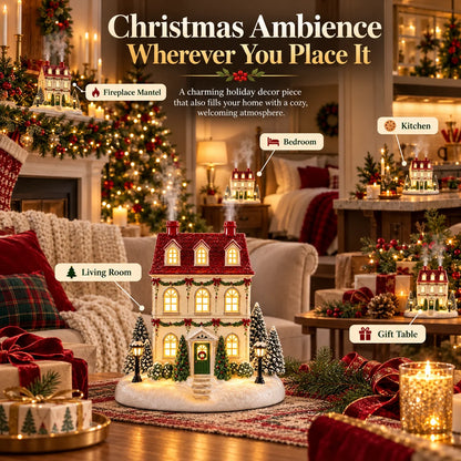 🎄 Christmas House Mist Diffuser – Warm Light & Festive Tabletop Decor