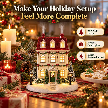 🎄 Christmas House Mist Diffuser – Warm Light & Festive Tabletop Decor