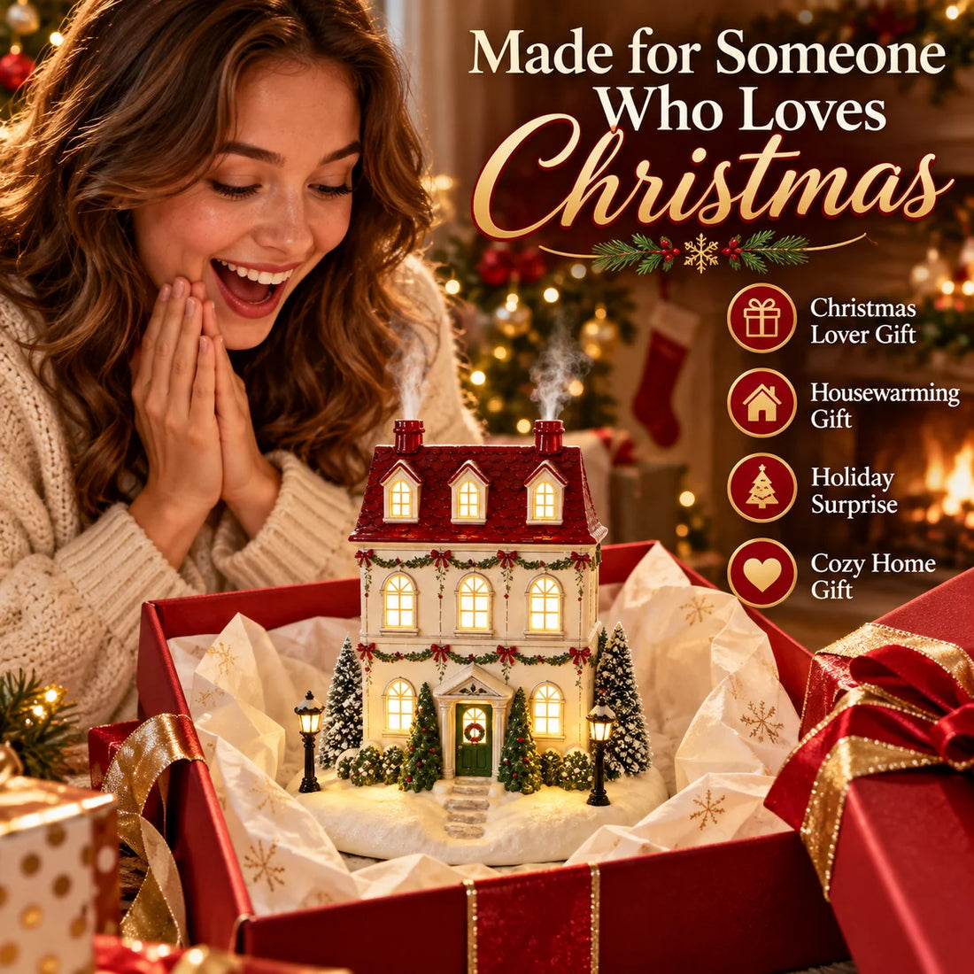 Christmas house holiday decoration presented as a gift