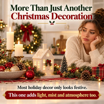 🎄 Christmas House Mist Diffuser – Warm Light & Festive Tabletop Decor