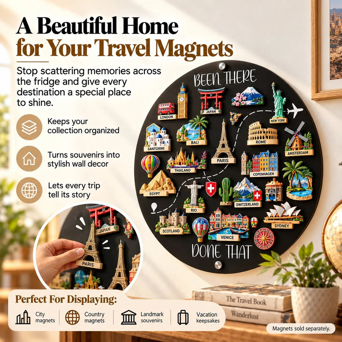 🌎✨Travel Magnet Display Board – Turn Souvenirs into Wall Art