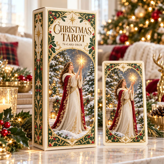 🔮Christmas Tarot Deck Gift Set – 78 Festive Cards & 12-Day Reflection Guide