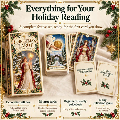 🔮Christmas Tarot Deck Gift Set – 78 Festive Cards & 12-Day Reflection Guide