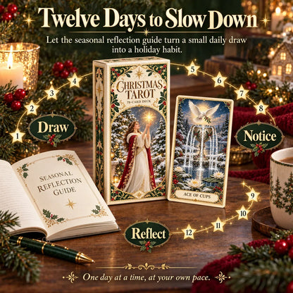 🔮Christmas Tarot Deck Gift Set – 78 Festive Cards & 12-Day Reflection Guide