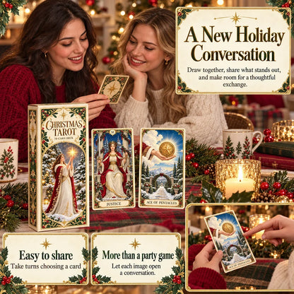 🔮Christmas Tarot Deck Gift Set – 78 Festive Cards & 12-Day Reflection Guide