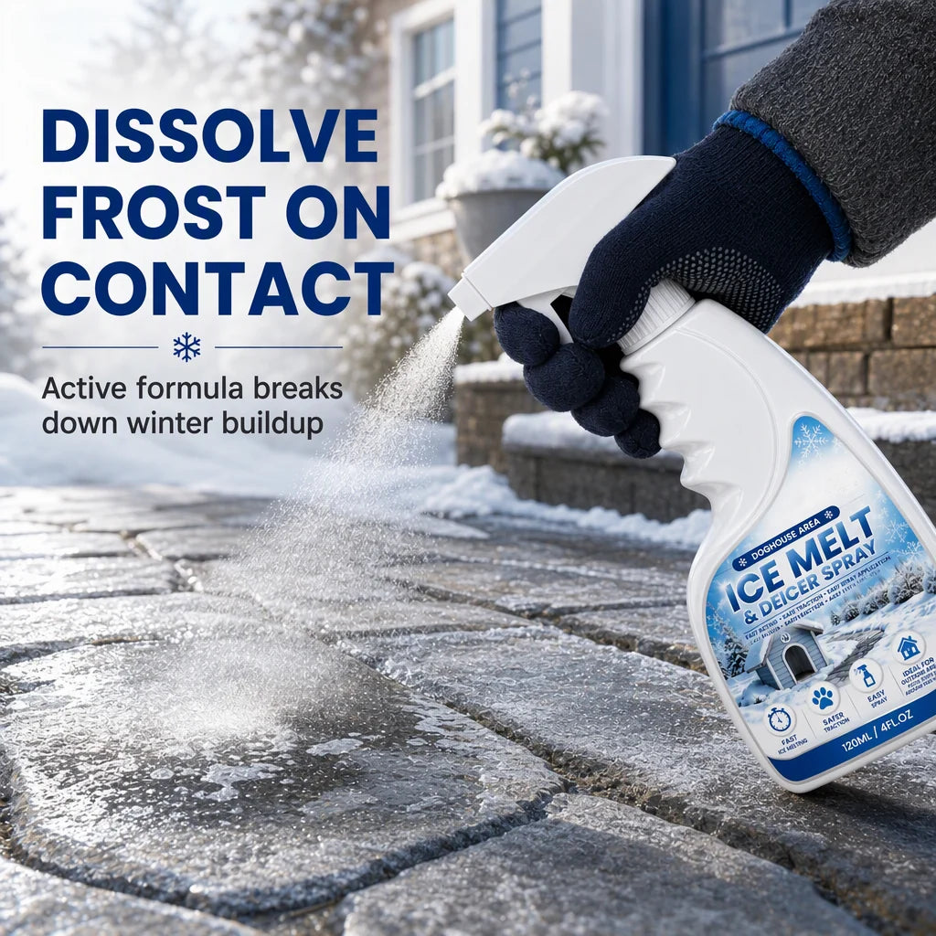 Outdoor Ice Melt Spray – Easily Clear Frost & Ice from Steps, Walkways & Patios